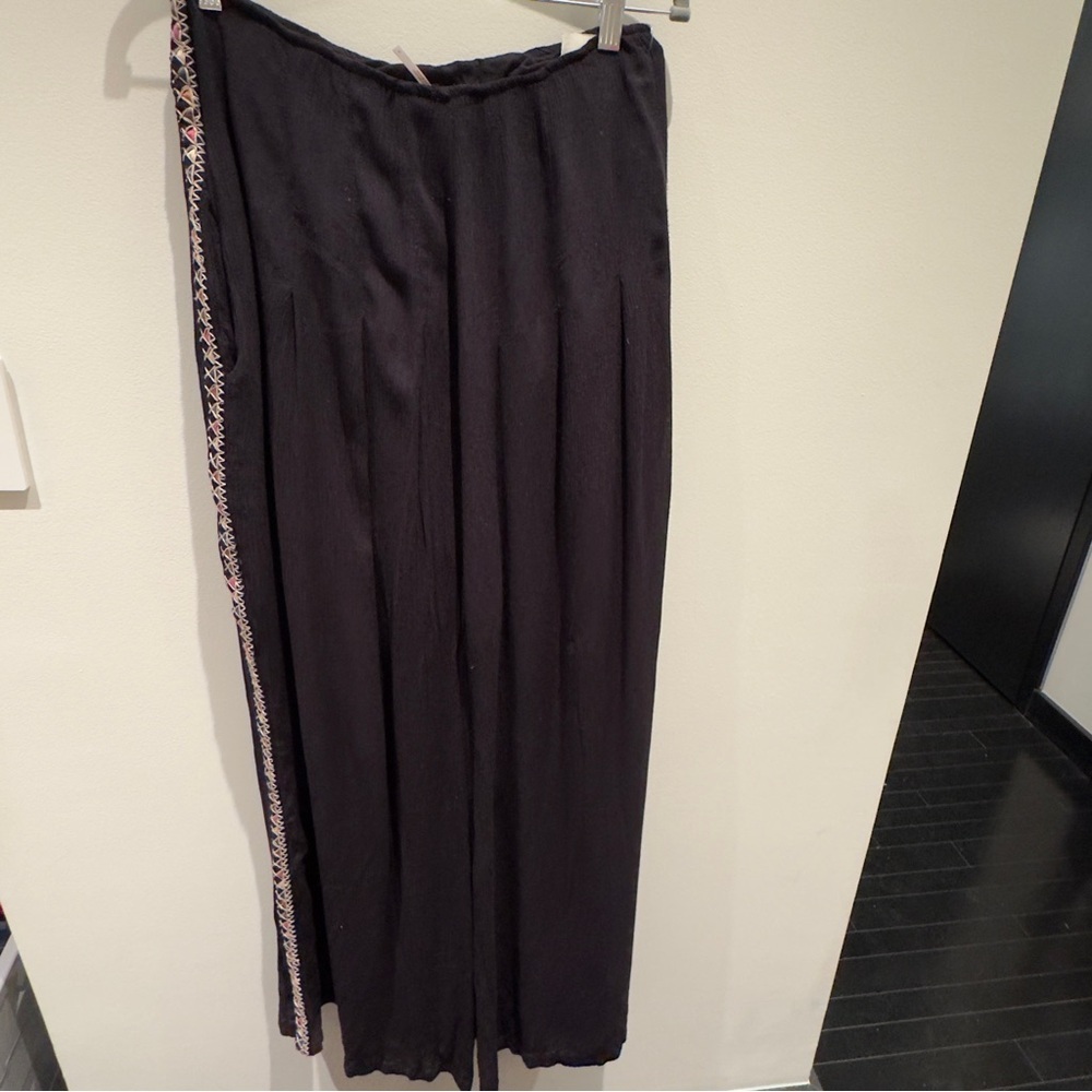 Free People Black Wide Leg Flowy Pants Size 8